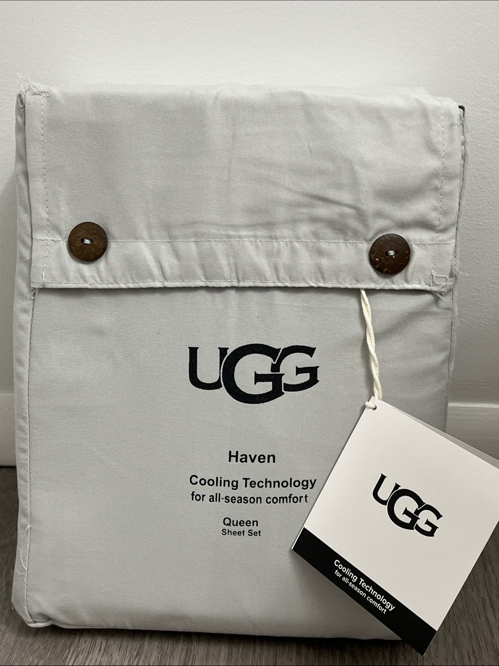 UGG haven cooling technology queen sheet set stone light grey